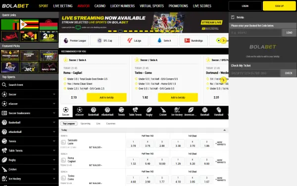 Bolabet website home page
