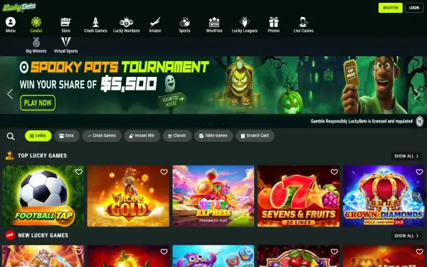 LuckyBets website home page