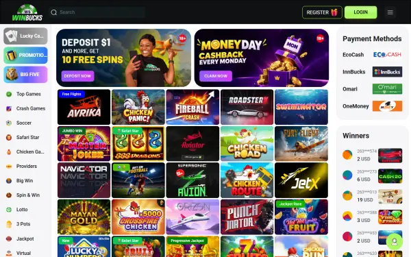 WinBucks website home page